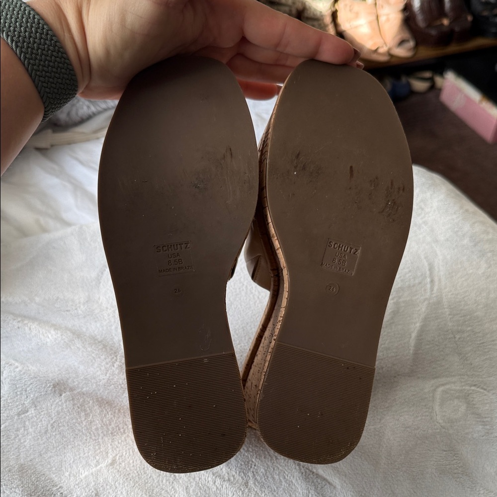 SCHUTZ Cream Wedge Sandals - Picture 9 of 9